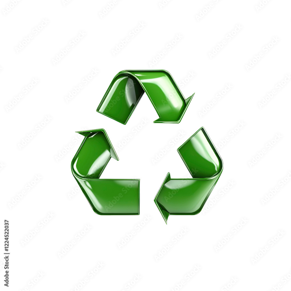 3D Glossy Green Recycling Symbol - Eco-Friendly Sustainable Icon 3D Glossy Green Recycling Symbol - Eco-Friendly Sustainable Icon