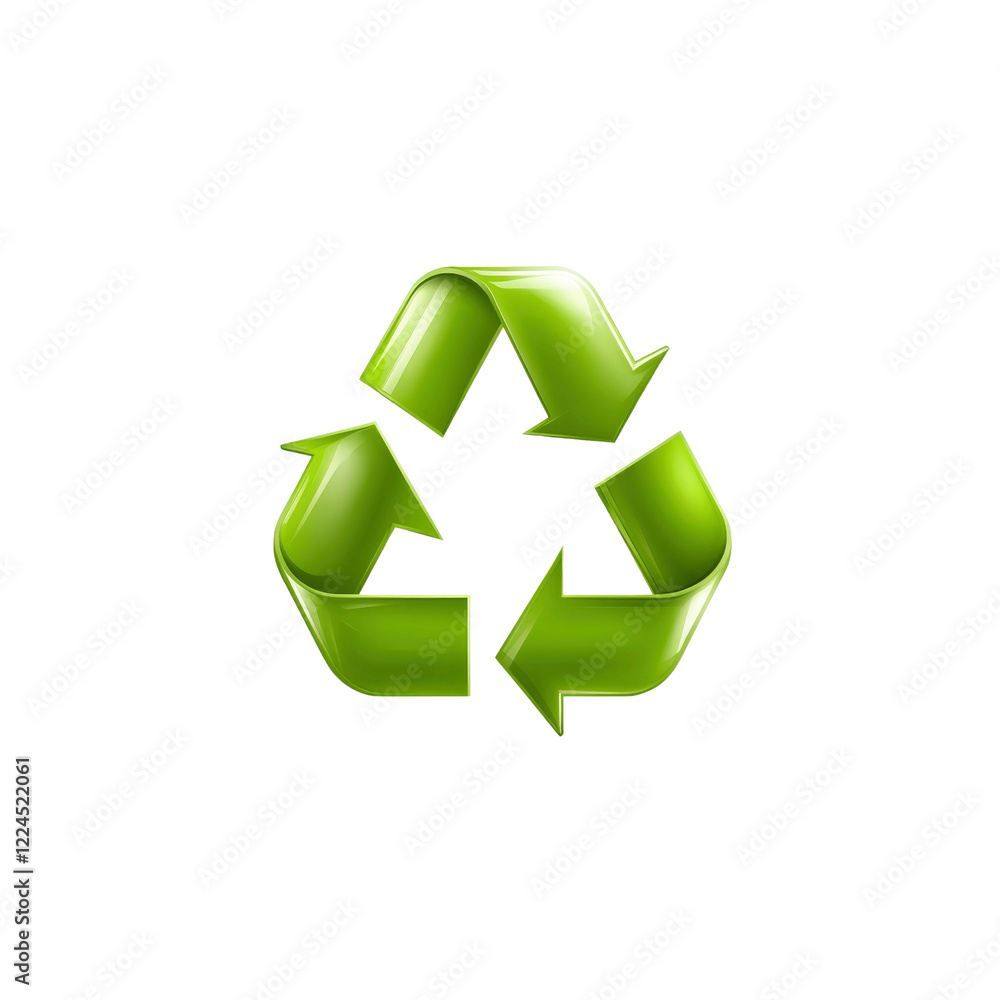 Fototapeta premium Glossy Green Recycling Symbol Eco-Friendly 3D Icon