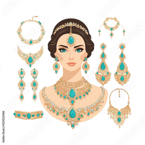 Bridal fashion and accessories vector illustration