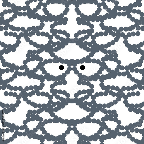 Large dots form a symmetrical grid, where there is an imitation of two eyes.