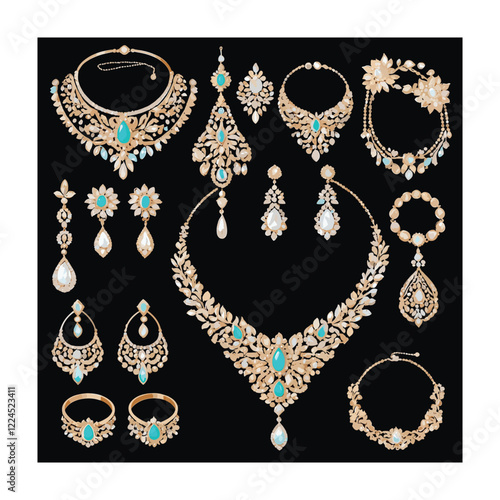 Bridal fashion and accessories vector illustration