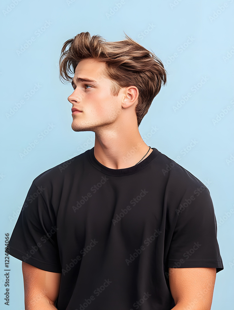The teenager wear an oversized t-shirt and smiled casually. Take dynamic vertical photos. The teenager wear an oversized t-shirt and smiled casually. Take dynamic vertical photos.