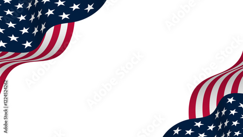 Presidents Day background. American flag decoration elements on transparent background. American flag background PNG.
