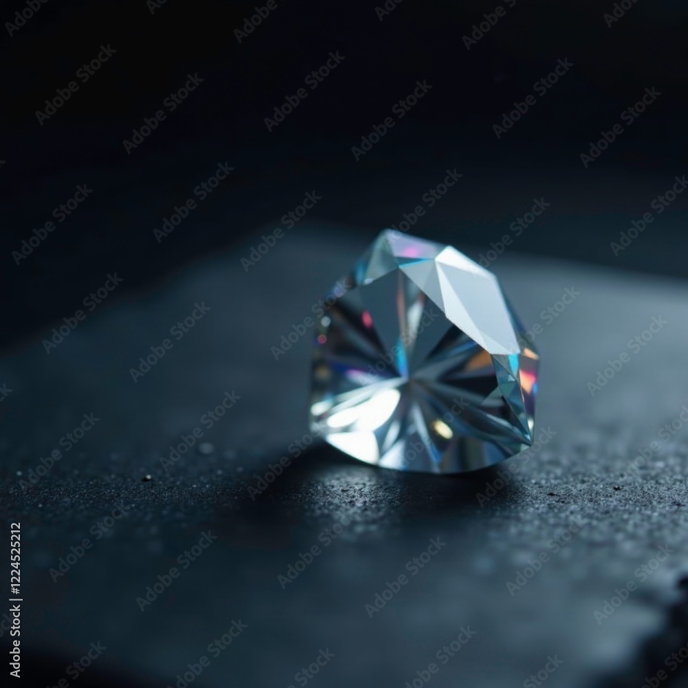Solitaire diamond against dark background in focus, dark slate, solitaire diamond, smooth surface Solitaire diamond against dark background in focus, dark slate, solitaire diamond, smooth surface