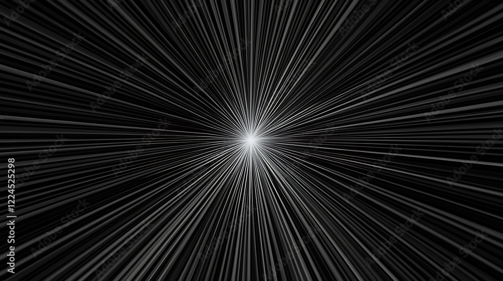 Obraz premium Abstract Black and White Radiating Lines Design