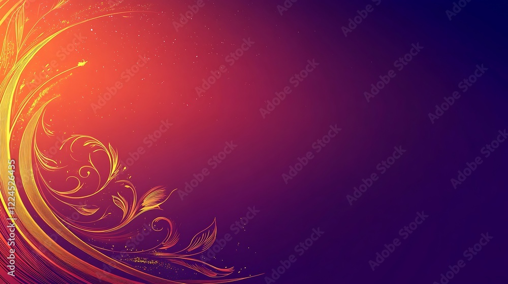 Abstract Swirling Design With Gold Floral Elements Abstract Swirling Design With Gold Floral Elements