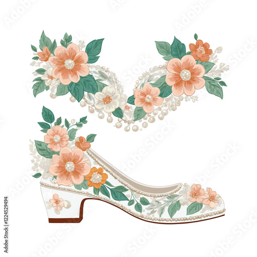 Bridal fashion and accessories vector illustration