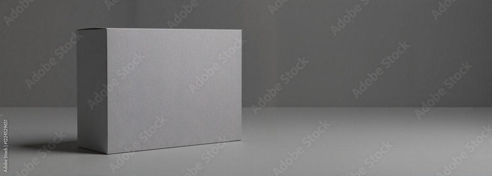Fototapeta premium Rectangular box mockup on gray background
