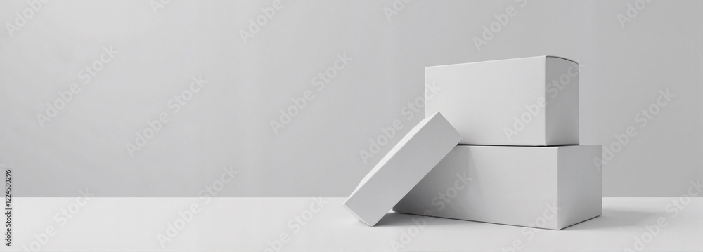 Rectangular box mockup on white surface Rectangular box mockup on white surface