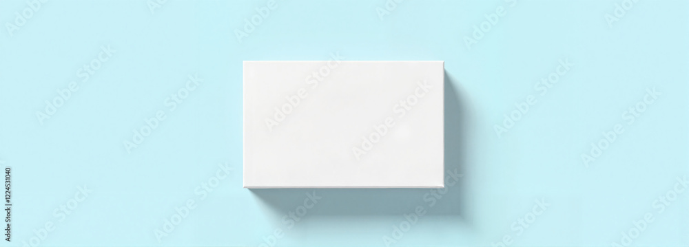 Rectangular box mockup on light blue background Rectangular box mockup on light blue background