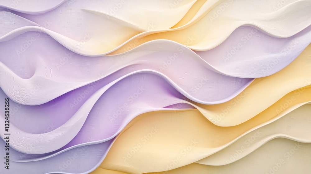 Fototapeta premium Abstract Pastel Wave Pattern: A Serene Composition of Lavender and Golden Hues