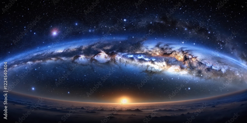 Deep space Milky Way galaxy panorama with stars and planets in a dark blue sky, Space, Universe, Space, Universe Deep space Milky Way galaxy panorama with stars and planets in a dark blue sky, Space, Universe, Space, Universe