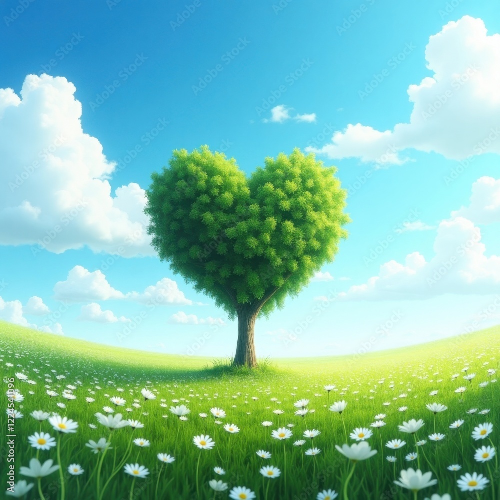 Green tree heart shape, Valentine’s Day greeting card with hearts. Green tree heart shape, Valentine’s Day greeting card with hearts.