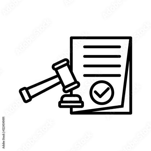 judge hammer minimal gavel concept of law icon on paper clipboard. Professional lawyer , punishment, judgement, law advisor, advocate,