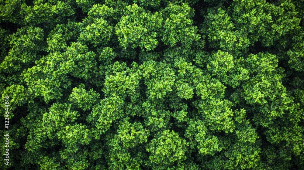 Lush green canopy: aerial view of dense forest trees from above Lush green canopy: aerial view of dense forest trees from above