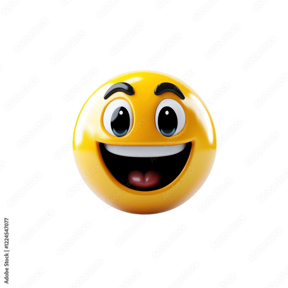 Fototapeta premium 3D Render of a Joyful and Cheerful Smiley Face Emoji