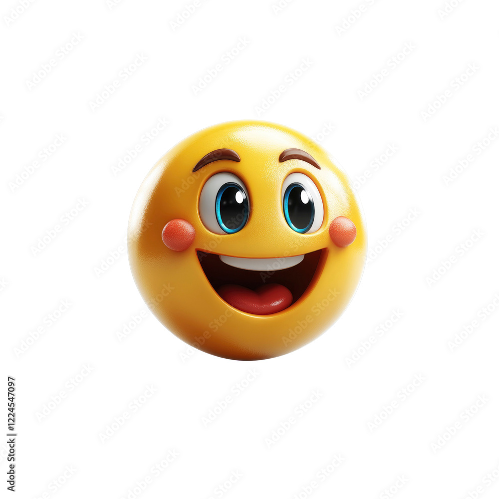Fototapeta premium 3D Render of a Happy Emoji with Blushing Cheeks
