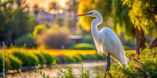 Elegant Great Egret in Tucson's Reid Park, Arizona Southwest photo