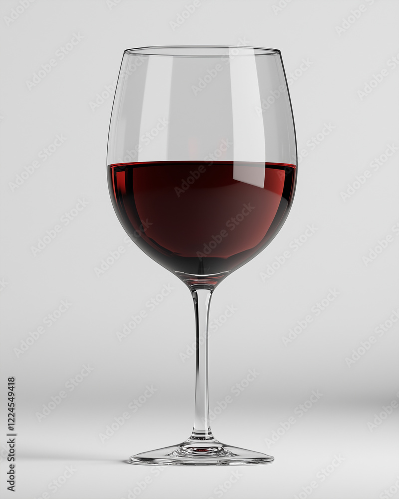 Elegant red wine glass showcasing luxurious details against a soft white backdrop for upscale settings Elegant red wine glass showcasing luxurious details against a soft white backdrop for upscale settings