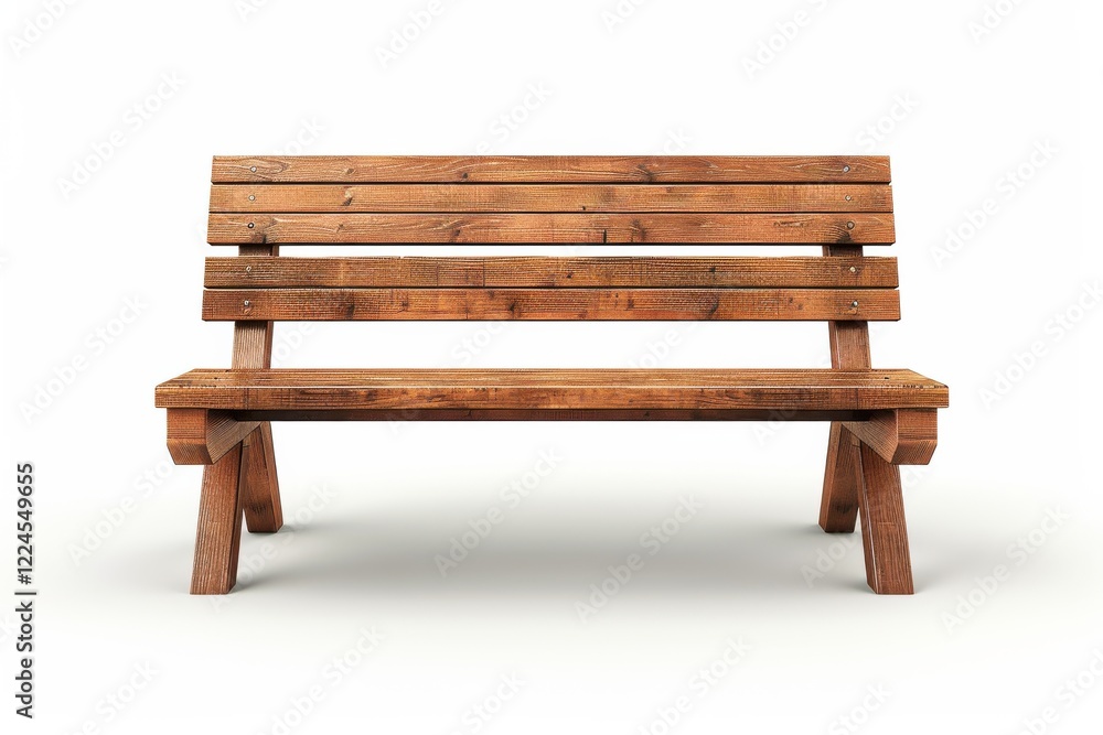 A beautifully crafted wooden bench sitting alone, inviting tranquility and relaxation in a serene outdoor setting during midday isolated on transparent background A beautifully crafted wooden bench sitting alone, inviting tranquility and relaxation in a serene outdoor setting during midday isolated on transparent background