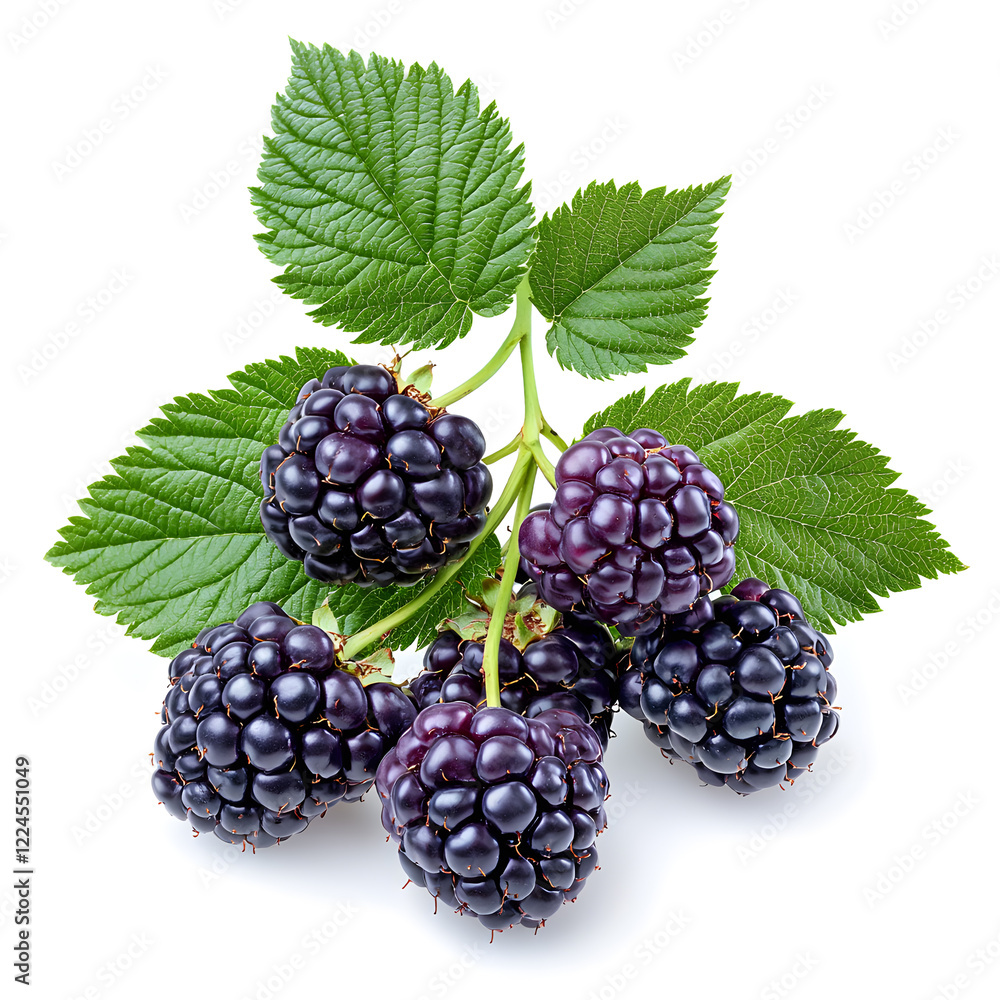 Fototapeta premium Black berry Marionberry, isolated on a white background