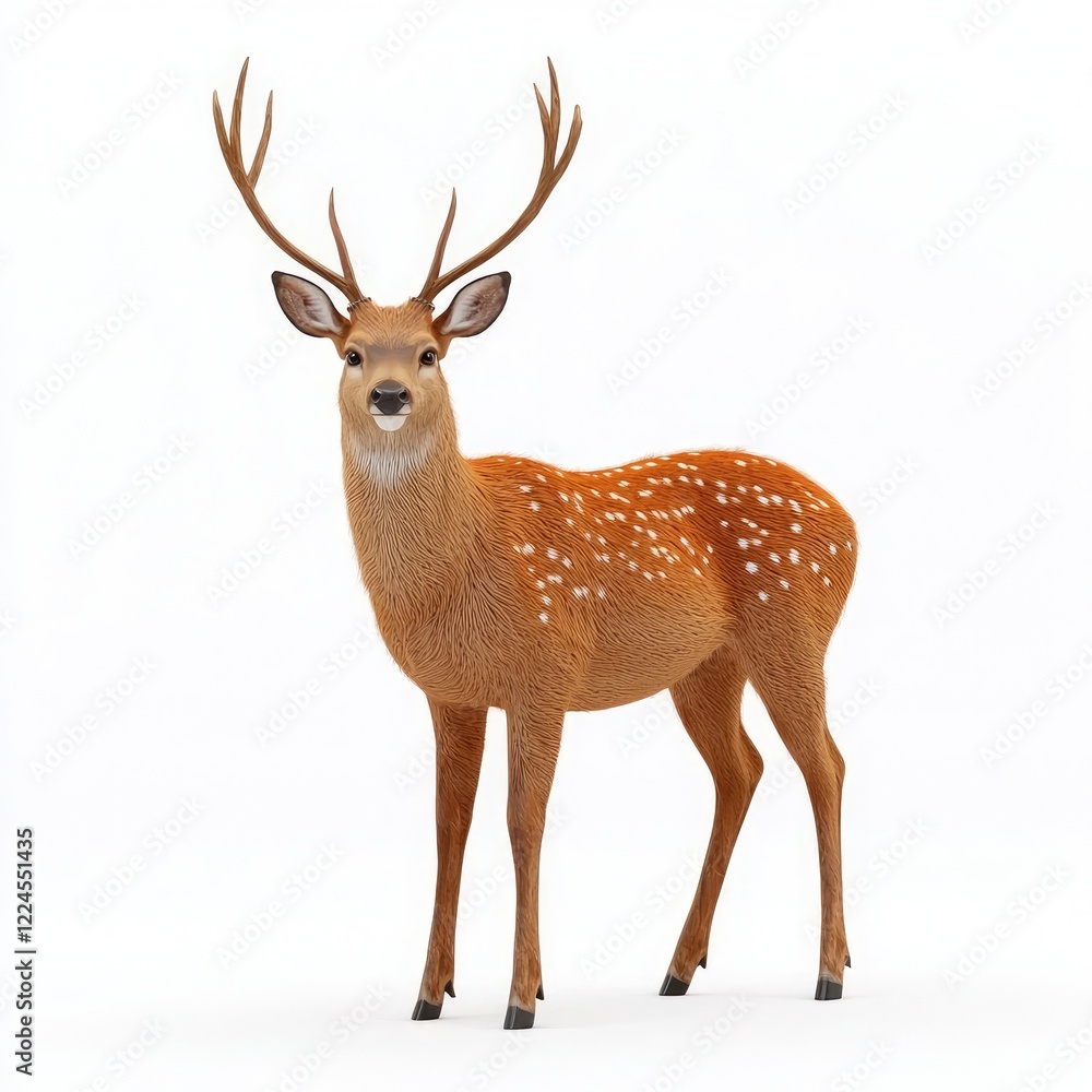 Obraz premium Buck stag with antlers, white isolate background