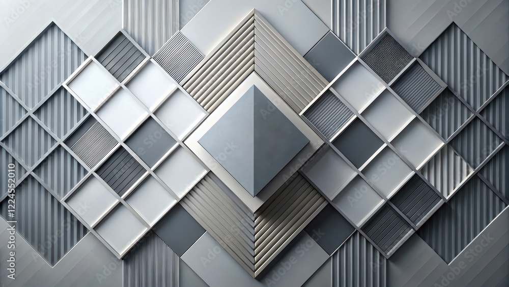 Fototapeta premium Modern Geometric Composition featuring a Gray Rhombus with Angular Lines and Bold Shapes, geometric patterns, modern art