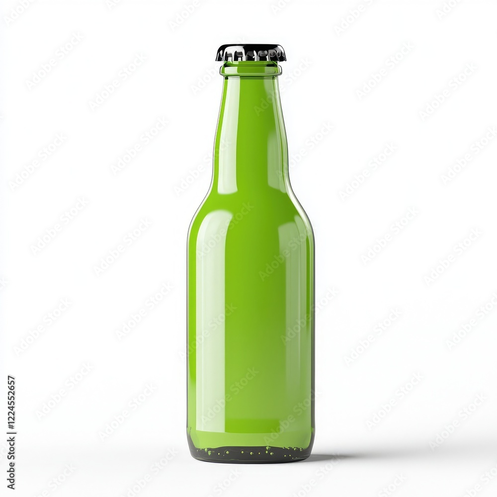 Green soda bottle, white isolated background Green soda bottle, white isolated background