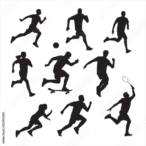 sports silhouette vector illustration. set of sports bundle silhouette. black sports silhouette. different sports set silhouette