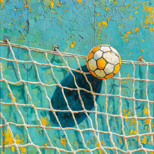 soccer ball in net photo