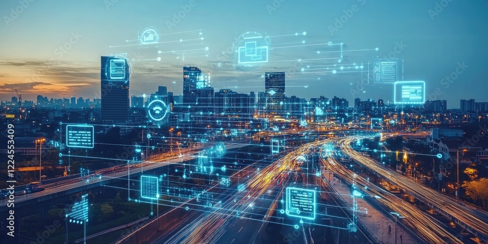 Obraz premium Digital transformation change management, internet of things (IoT), new technology bigdata and business process strategy, automate operation, customer service management,