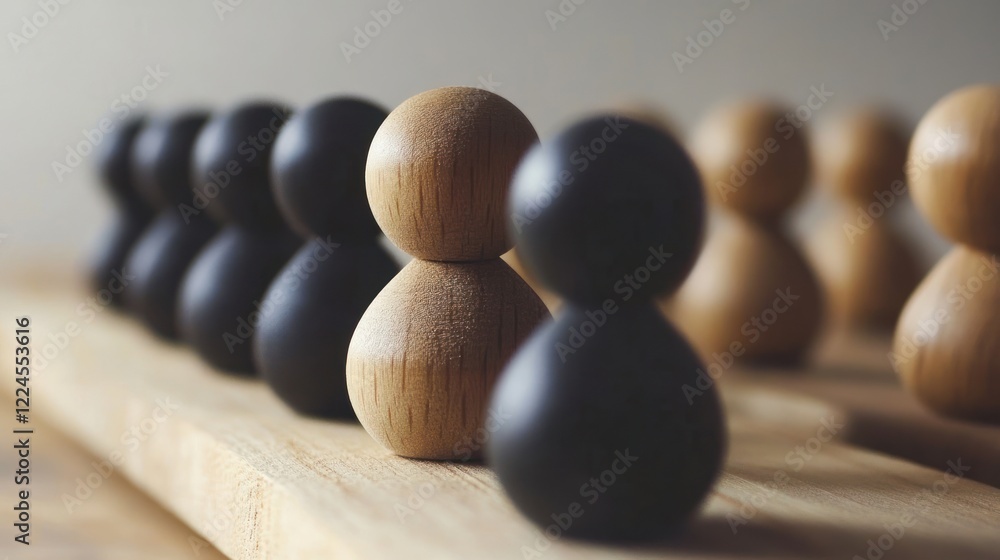 Uniqueness in Conformity: A Wooden Figurine Stands Out Uniqueness in Conformity: A Wooden Figurine Stands Out