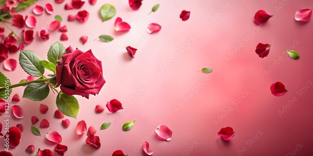 pink rose petals background, soft pink background with falling red rose pink rose petals background, soft pink background with falling red rose