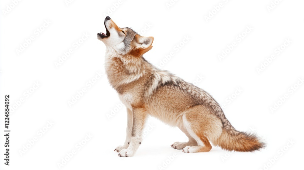 Fototapeta premium Howling Coyote on White Background
