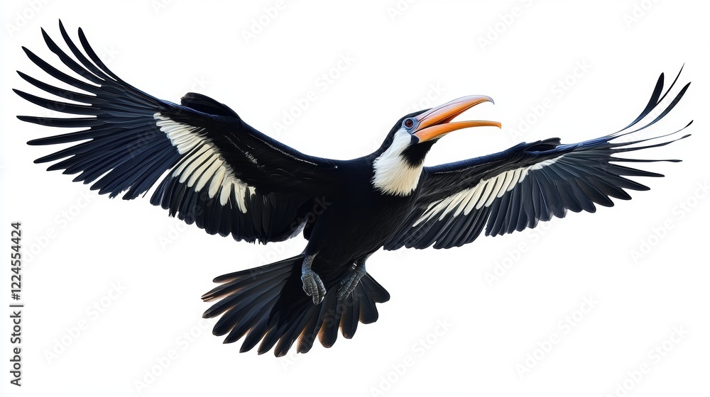 Fototapeta premium Rufous-necked Hornbill in Flight