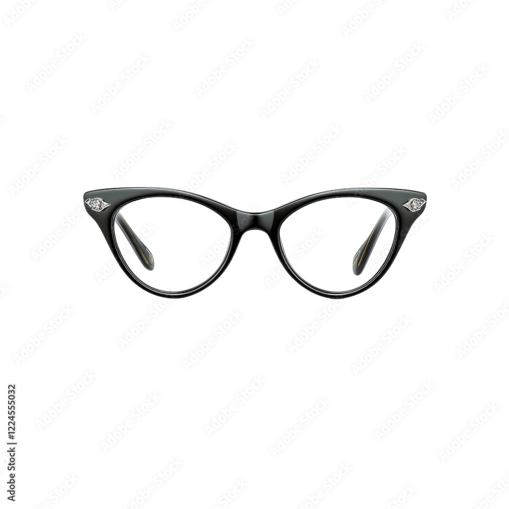 Fototapeta premium Classic Black Cat-Eye Eyeglasses with Rhinestone Detail