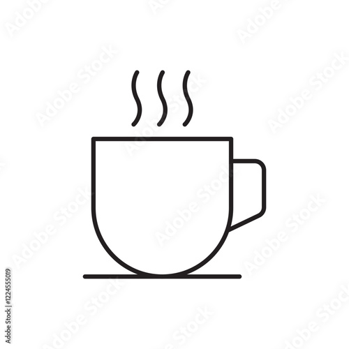 Coffee mug icon in black line stroke style