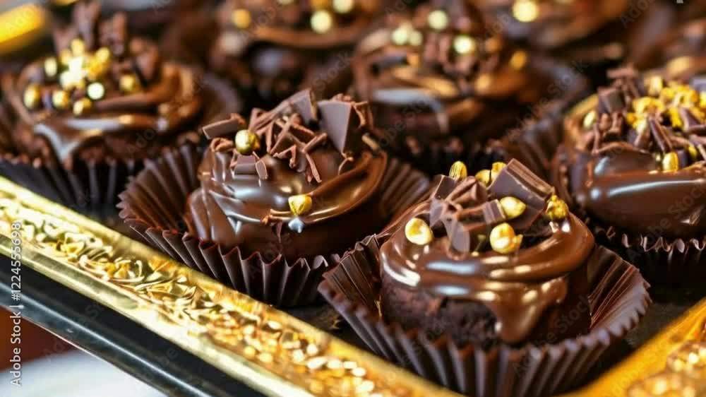 Decadent Chocolate Cupcakes with Sprinkles and Gold Pearls
Decadent Chocolate Cupcakes with Sprinkles and Gold Pearls