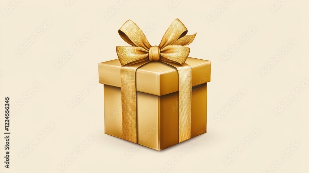 Obraz premium Gold Gift Box with Bow