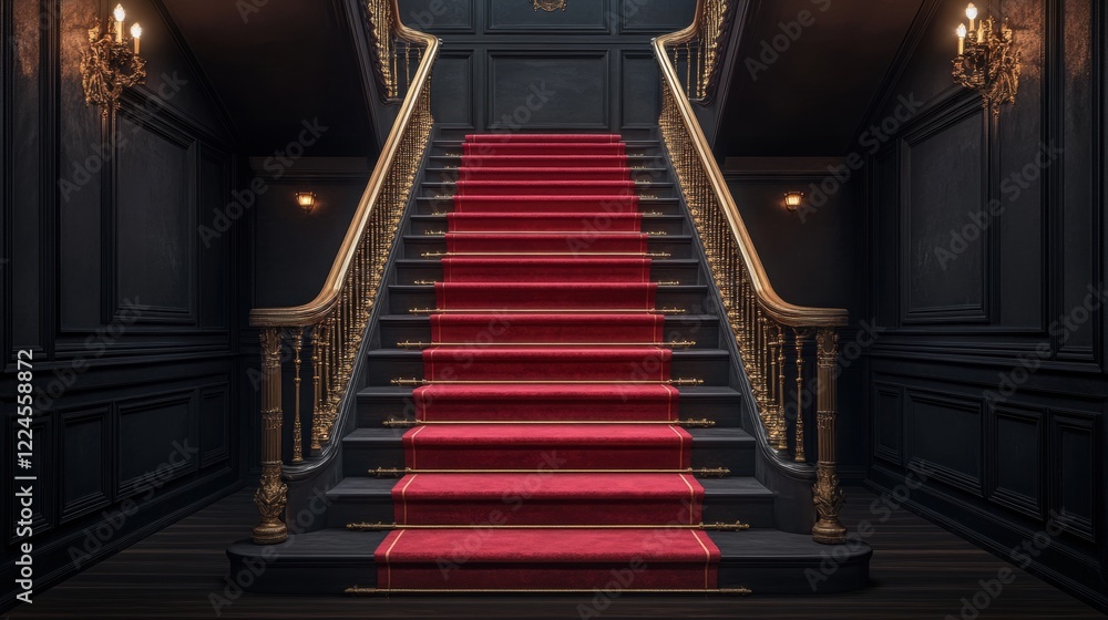 Obraz premium Grand Staircase with Red Carpet