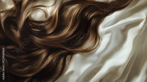 Wallpaper Mural Beautiful model girl with Brown hair strand,silky healthy chestnut wavy hair strand,hair wavy ribbon, with smooth,Keratin straightening,Treatment,straight long hair,procedures,Smooth hairstyle. Torontodigital.ca