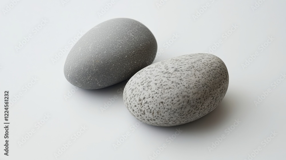 Two Smooth Gray Stones on White Background Two Smooth Gray Stones on White Background