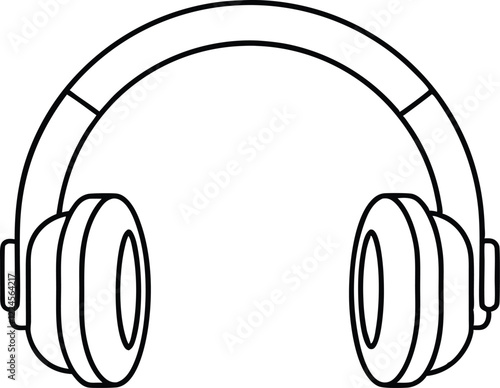 Headphone outline coloring book page line art icon vector, Headphone line art vector