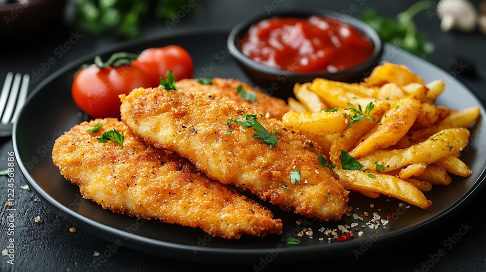 Chicken stake with fried vegetables Chicken stake with fried vegetables