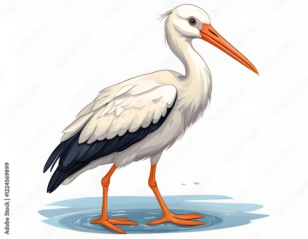 Obraz premium PNG Cute stork illustration animal waterfowl bird.
