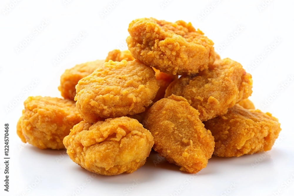 Crispy Chicken Nuggets Isolated on White Background - Perfect for Menu Design Crispy Chicken Nuggets Isolated on White Background - Perfect for Menu Design