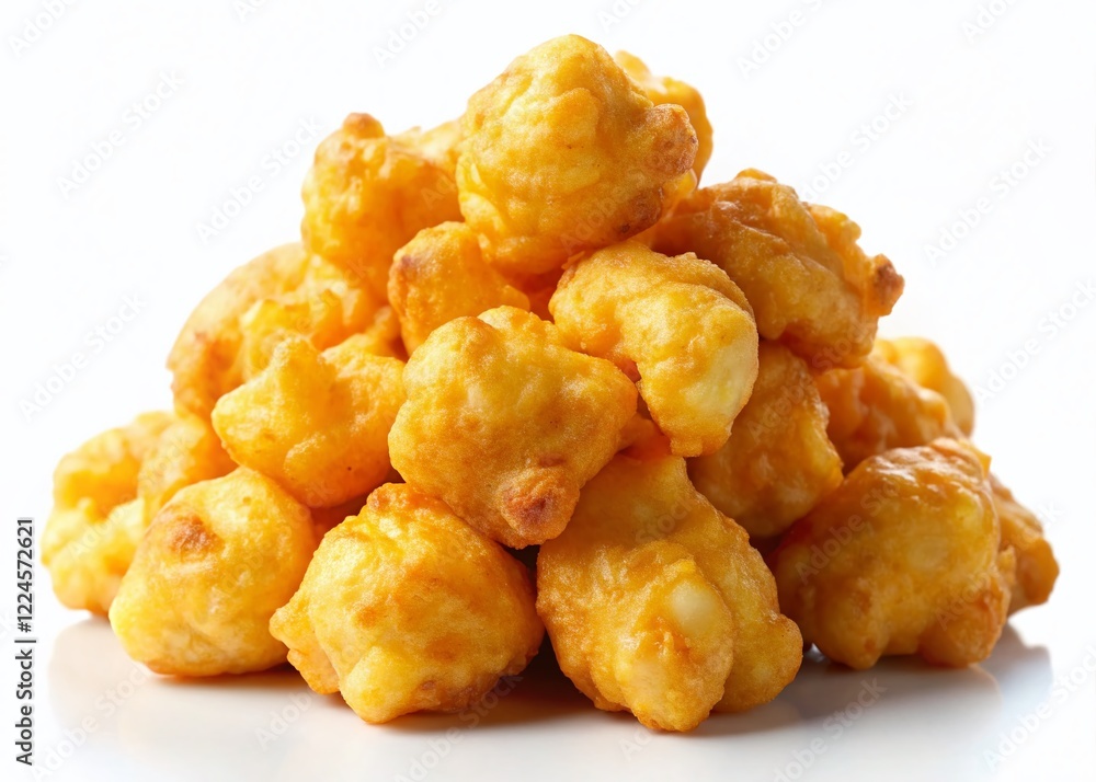 Crispy Golden Cheese Curds Isolated on White Background - Perfect for Food Photography Crispy Golden Cheese Curds Isolated on White Background - Perfect for Food Photography