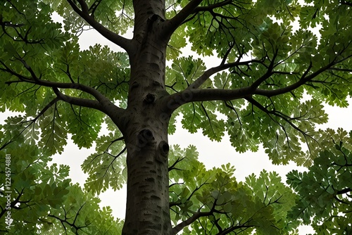 Tree with green leaves on a white background Generative AI