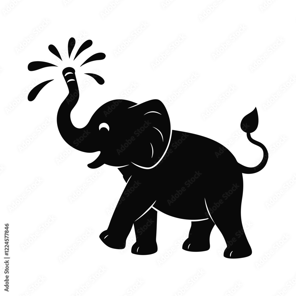 Obraz premium elephant on a white background silhouette vector illustration