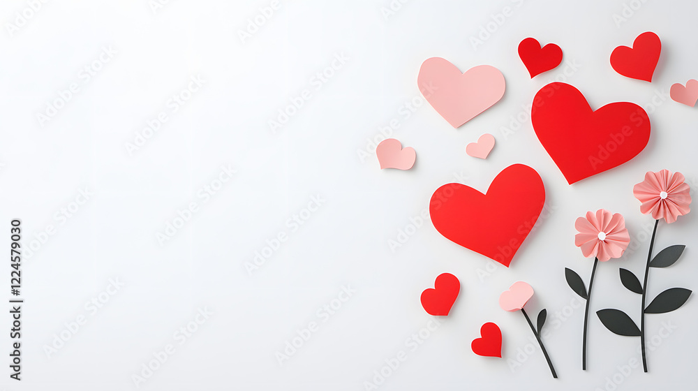 Red and pink confetti top view background. Paper cut decorations for Valentine's day design
Red and pink confetti top view background. Paper cut decorations for Valentine's day design